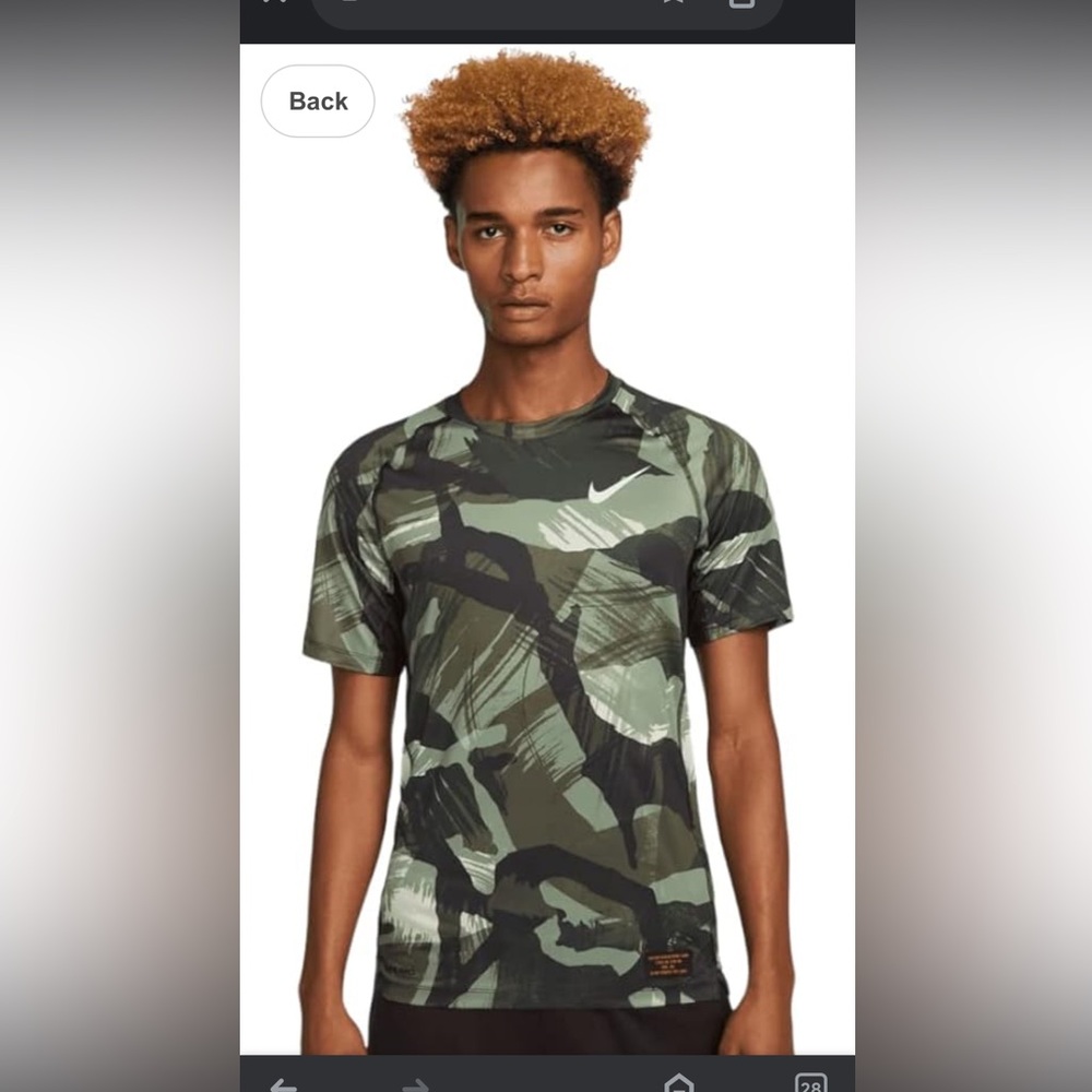 Nike Pro Dri-fit Men's Short-Sleeve Slim Camo Top Mens Size - M